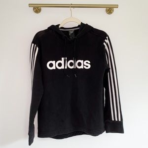 Adidas Black Hoodie With White Stripes